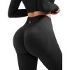 image:imageSUUKSESS Women 2 Piece Workout Sets Hidden Scrunch Hip Lifting Seamless Leggings Long Sleeve Yoga Crop TopsBlack