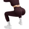 image:imageSUUKSESS Women 2 Piece Workout Sets Hidden Scrunch Hip Lifting Seamless Leggings Long Sleeve Yoga Crop TopsEspresso
