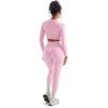 image:imageSUUKSESS Women 2 Piece Workout Sets Hidden Scrunch Hip Lifting Seamless Leggings Long Sleeve Yoga Crop TopsLight Pink