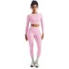 image:imageSUUKSESS Women 2 Piece Workout Sets Hidden Scrunch Hip Lifting Seamless Leggings Long Sleeve Yoga Crop TopsLight Pink