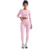 image:imageSUUKSESS Women 2 Piece Workout Sets Hidden Scrunch Hip Lifting Seamless Leggings Long Sleeve Yoga Crop TopsLight Pink