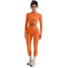 image:imageSUUKSESS Women 2 Piece Workout Sets Hidden Scrunch Hip Lifting Seamless Leggings Long Sleeve Yoga Crop TopsOrange