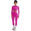 image:imageSUUKSESS Women 2 Piece Workout Sets Hidden Scrunch Hip Lifting Seamless Leggings Long Sleeve Yoga Crop TopsPink
