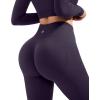 image:imageSUUKSESS Women 2 Piece Workout Sets Hidden Scrunch Hip Lifting Seamless Leggings Long Sleeve Yoga Crop TopsViolet