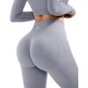 image:imageSUUKSESS Women 2 Piece Workout Sets Hidden Scrunch Hip Lifting Seamless Leggings Long Sleeve Yoga Crop TopsWashed Blue