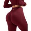 image:imageSUUKSESS Women 2 Piece Workout Sets Hidden Scrunch Hip Lifting Seamless Leggings Long Sleeve Yoga Crop TopsWine Red