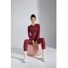 image:imageSUUKSESS Women 2 Piece Workout Sets Hidden Scrunch Hip Lifting Seamless Leggings Long Sleeve Yoga Crop TopsWine Red