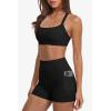 image:imageSUUKSESS Women 2 Piece Workout Sets With Pockets Padded Sports Bra High Waisted Shorts01 Black