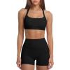 image:imageSUUKSESS Women 2 Piece Workout Sets With Pockets Padded Sports Bra High Waisted Shorts01 Black