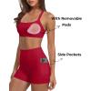 image:imageSUUKSESS Women 2 Piece Workout Sets With Pockets Padded Sports Bra High Waisted Shorts04 Red