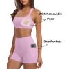 image:imageSUUKSESS Women 2 Piece Workout Sets With Pockets Padded Sports Bra High Waisted Shorts06 Pink