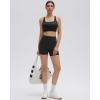 image:imageSUUKSESS Womens Workout Set High Impact Fitness Gym Backless Bra Yoga Crop Tank High Waisted Bike Short with PocketsBlack