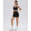 image:imageSUUKSESS Womens Workout Set High Impact Fitness Gym Backless Bra Yoga Crop Tank High Waisted Bike Short with PocketsBlack