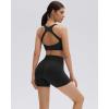 image:imageSUUKSESS Womens Workout Set High Impact Fitness Gym Backless Bra Yoga Crop Tank High Waisted Bike Short with PocketsBlack