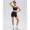 image:imageSUUKSESS Womens Workout Set High Impact Fitness Gym Backless Bra Yoga Crop Tank High Waisted Bike Short with PocketsBlack