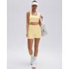 image:imageSUUKSESS Womens Workout Set High Impact Fitness Gym Backless Bra Yoga Crop Tank High Waisted Bike Short with PocketsPale Yellow