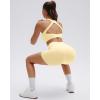 image:imageSUUKSESS Womens Workout Set High Impact Fitness Gym Backless Bra Yoga Crop Tank High Waisted Bike Short with PocketsPale Yellow
