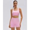 image:imageSUUKSESS Womens Workout Set High Impact Fitness Gym Backless Bra Yoga Crop Tank High Waisted Bike Short with PocketsPink