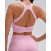 image:imageSUUKSESS Womens Workout Set High Impact Fitness Gym Backless Bra Yoga Crop Tank High Waisted Bike Short with PocketsPink