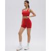 image:imageSUUKSESS Womens Workout Set High Impact Fitness Gym Backless Bra Yoga Crop Tank High Waisted Bike Short with PocketsRed