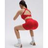 image:imageSUUKSESS Womens Workout Set High Impact Fitness Gym Backless Bra Yoga Crop Tank High Waisted Bike Short with PocketsRed