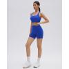 image:imageSUUKSESS Womens Workout Set High Impact Fitness Gym Backless Bra Yoga Crop Tank High Waisted Bike Short with PocketsRoyal Blue