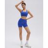 image:imageSUUKSESS Womens Workout Set High Impact Fitness Gym Backless Bra Yoga Crop Tank High Waisted Bike Short with PocketsRoyal Blue
