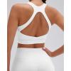 image:imageSUUKSESS Womens Workout Set High Impact Fitness Gym Backless Bra Yoga Crop Tank High Waisted Bike Short with PocketsWhite