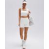 image:imageSUUKSESS Womens Workout Set High Impact Fitness Gym Backless Bra Yoga Crop Tank High Waisted Bike Short with PocketsWhite