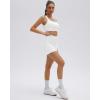 image:imageSUUKSESS Womens Workout Set High Impact Fitness Gym Backless Bra Yoga Crop Tank High Waisted Bike Short with PocketsWhite