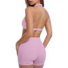 image:imageSUUKSESS Women 2 Piece Workout Sets With Pockets Padded Sports Bra High Waisted Shorts06 Pink
