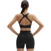 image:imageSUUKSESS Womens Workout Set High Impact Fitness Gym Backless Bra Yoga Crop Tank High Waisted Bike Short with PocketsBlack