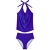 image:imageSUUKSESS Women Halter Tankini Swimsuit High Waist Cowl Neck Bathing Suit 2 Piece171 Blue