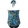 image:imageSUUKSESS Women Halter Tankini Swimsuit High Waist Cowl Neck Bathing Suit 2 Piece171 Blue Green Leaf