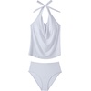 image:imageSUUKSESS Women Halter Tankini Swimsuit High Waist Cowl Neck Bathing Suit 2 Piece171 White