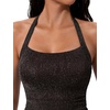 image:imageSUUKSESS Women Halter Tankini Swimsuits Tummy Control Two Piece Bathing SuitsBalck Leopard