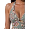 image:imageSUUKSESS Women Sexy Halter Tummy Control Tankini High Waisted Backless Swim SuitSliver Green Floral