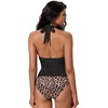 image:imageSUUKSESS Women Sexy Halter Tummy Control Tankini High Waisted Backless Swim SuitSliver Leopard