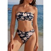 image:imageSUUKSESS Women Sexy High Waisted Bikini Set Cheeky 2 Piece Bandeau Bathing Suit205 Black Yellow Floral