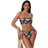 image:imageSUUKSESS Women Sexy High Waisted Bikini Set Cheeky 2 Piece Bandeau Bathing Suit205 Black Yellow Floral