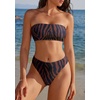 image:imageSUUKSESS Women Sexy High Waisted Bikini Set Cheeky 2 Piece Bandeau Bathing Suit205 Brown Black Zebra Print