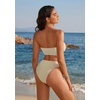 image:imageSUUKSESS Women Sexy High Waisted Bikini Set Cheeky 2 Piece Bandeau Bathing Suit205 Gold White Color Block