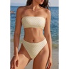 image:imageSUUKSESS Women Sexy High Waisted Bikini Set Cheeky 2 Piece Bandeau Bathing Suit205 Gold White Color Block