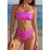 image:imageSUUKSESS Women Sexy High Waisted Bikini Set Cheeky 2 Piece Bandeau Bathing Suit205 Light Purple Floral