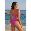 image:imageSUUKSESS Women Sexy High Waisted Bikini Set Cheeky 2 Piece Bandeau Bathing Suit205 Light Purple Floral