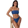 image:imageSUUKSESS Women Sexy High Waisted Bikini Set Cheeky 2 Piece Bandeau Bathing Suit205 Navy BlueYellow