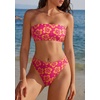 image:imageSUUKSESS Women Sexy High Waisted Bikini Set Cheeky 2 Piece Bandeau Bathing Suit205 Pink Yellow Floral