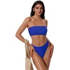 image:imageSUUKSESS Women Sexy High Waisted Bikini Set Cheeky 2 Piece Bandeau Bathing Suit205 Royal Blue