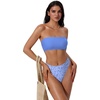 image:imageSUUKSESS Women Sexy High Waisted Bikini Set Cheeky 2 Piece Bandeau Bathing Suit205 Sky Blue Floral