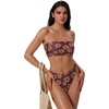 image:imageSUUKSESS Women Sexy High Waisted Bikini Set Cheeky 2 Piece Bandeau Bathing Suit205 Wine Red Floral
